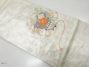 引箔　花瓶模様織り出し　名古屋帯